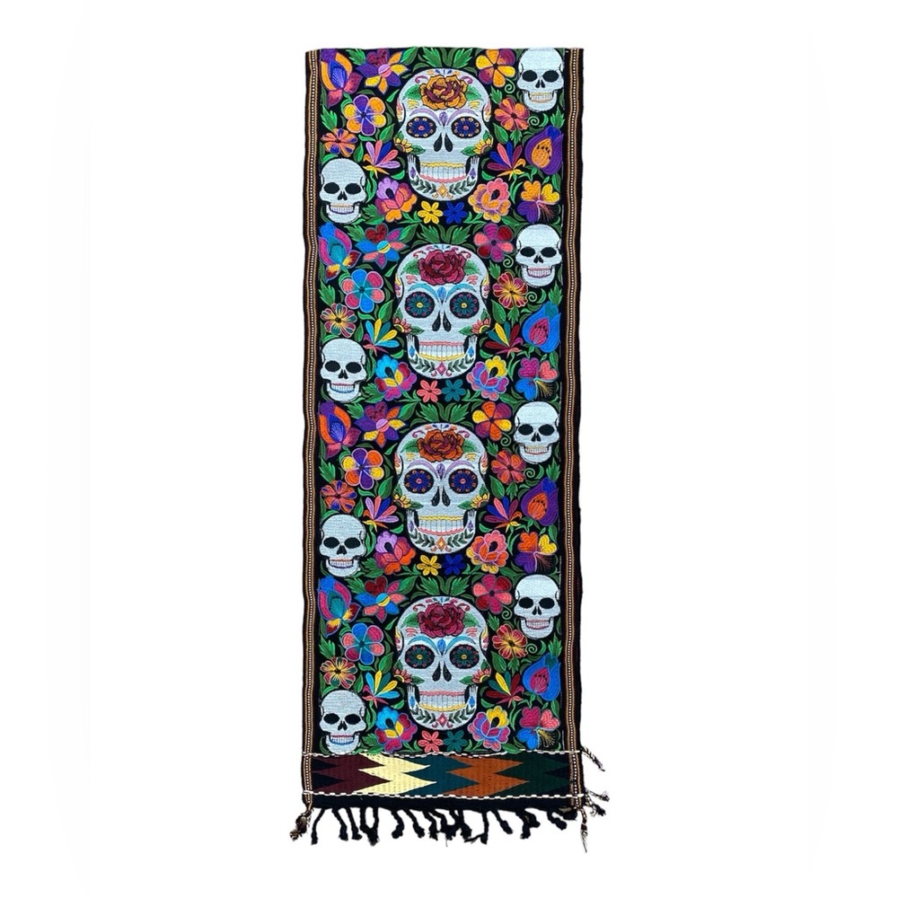 Skull Embroidered Table Runner